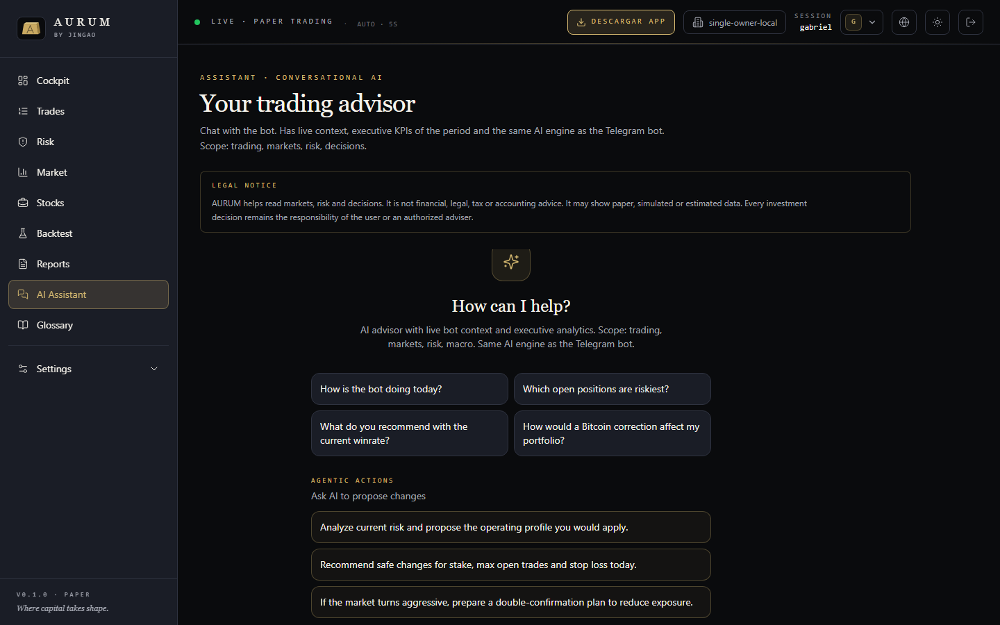 AURUM AI assistant with guided prompts